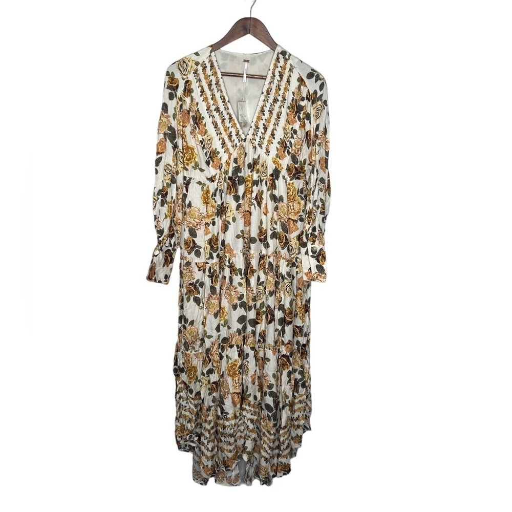 Free People Ivory Combo Rows of Roses Maxi Dress - Picture 7 of 17